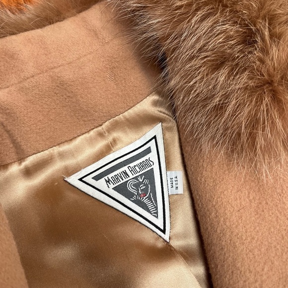 Marvin Richards Tan Coat with Fur Trim NOT FOR SALE - Picture 5 of 7